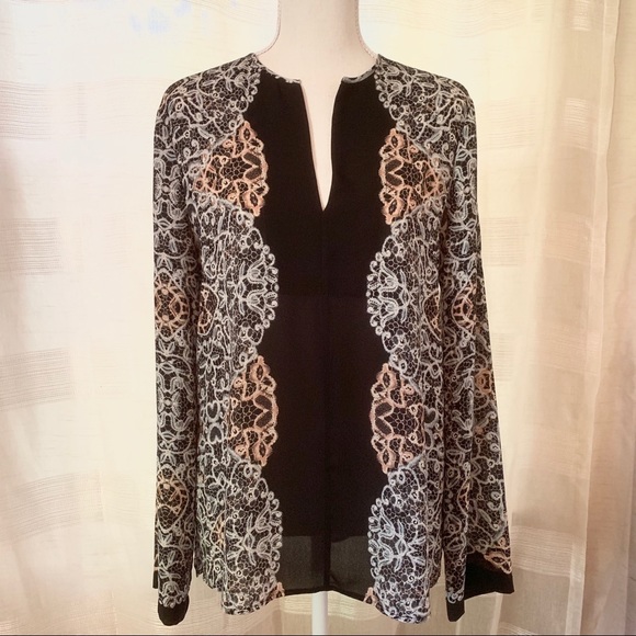 BCBGMaxAzria HAIDA Multi Color Print Blouse - Picture 3 of 7